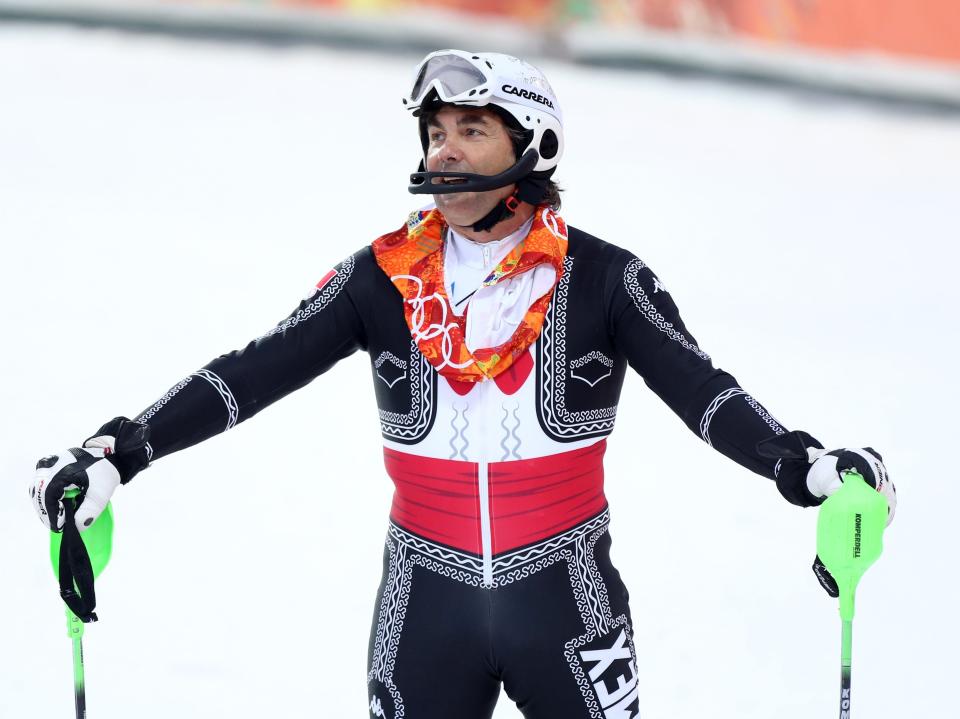 Hubertus von Hohenlohe in 2014 wearing a marachi outfit while skiing