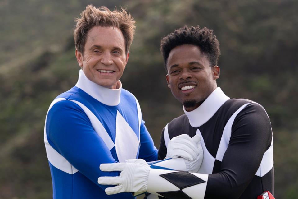 David Yost as the Blue Ranger and Walter Emanuel Jones as the Black Ranger in "Mighty Morphin Power Rangers: Once & Always."