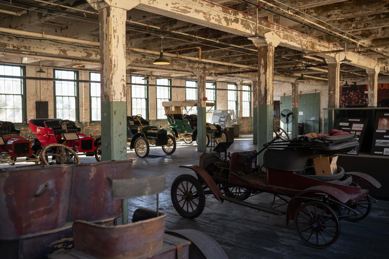 Vehicles on display on a floor of the Ford Piquette Avenue Plant in Detroit on October 28, 2020.