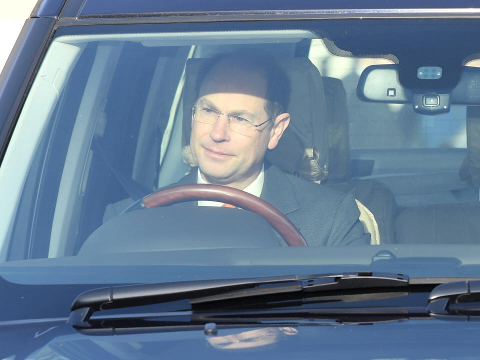 Prince Edward arriving at the Queen's Christmas Lunch, Buckingham Palace, London.