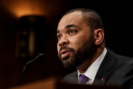 Facebook policy director Neil Potts testifies before a Senate Judiciary Constitution Subcommittee hearing titled "Stifling Free Speech: Technological Censorship and the Public Discourse." on Capitol Hill in Washington, U.S., April 10, 2019. REUTERS/Jeenah Moon