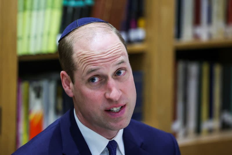 Britain's Prince William visits the Western Marble Arch Synagogue, in London
