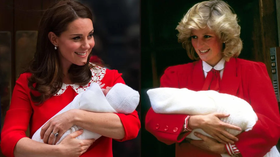 Kate and Diana in red outfits to leave hospital after childbirth