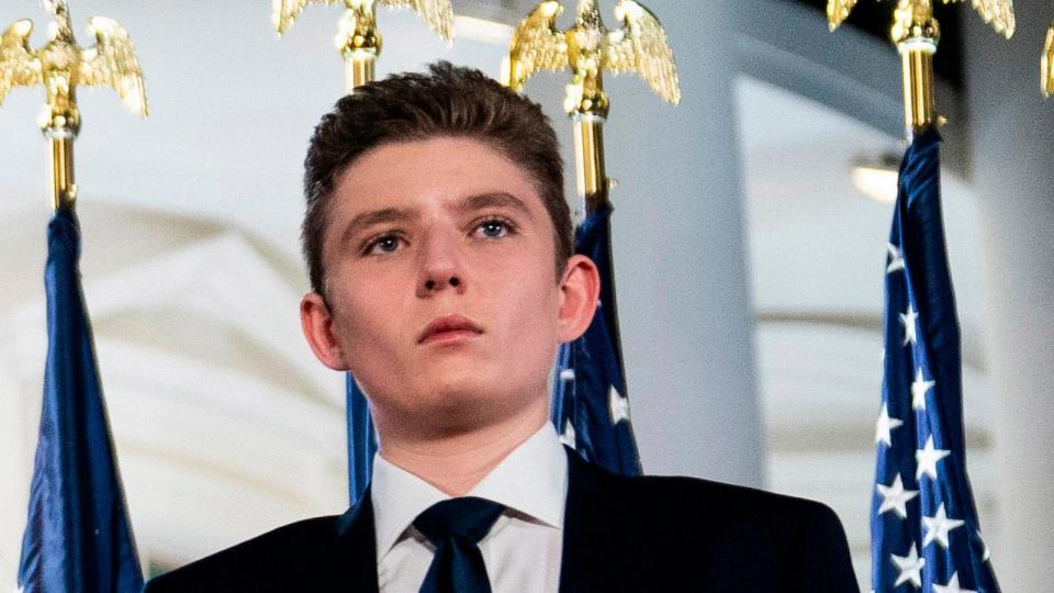 PHOTO: In this Aug. 27, 2020, file photo, Barron Trump stands on the South Lawn of the White House, in Washington, D.C. (Evan Vucci/AP, FILE)