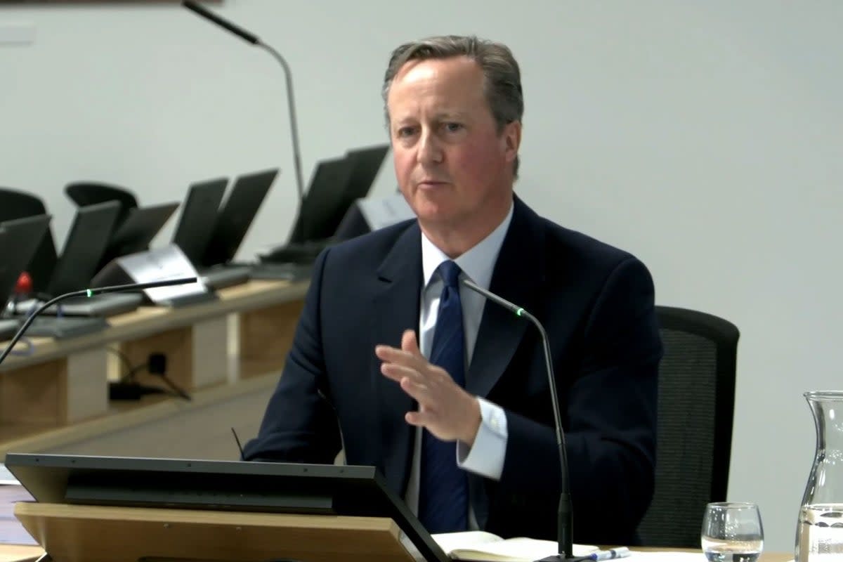 Former prime minister David Cameron giving evidence to the UK Covid-19 Inquiry (UK Covid-19 Inquiry/PA) (PA Media)