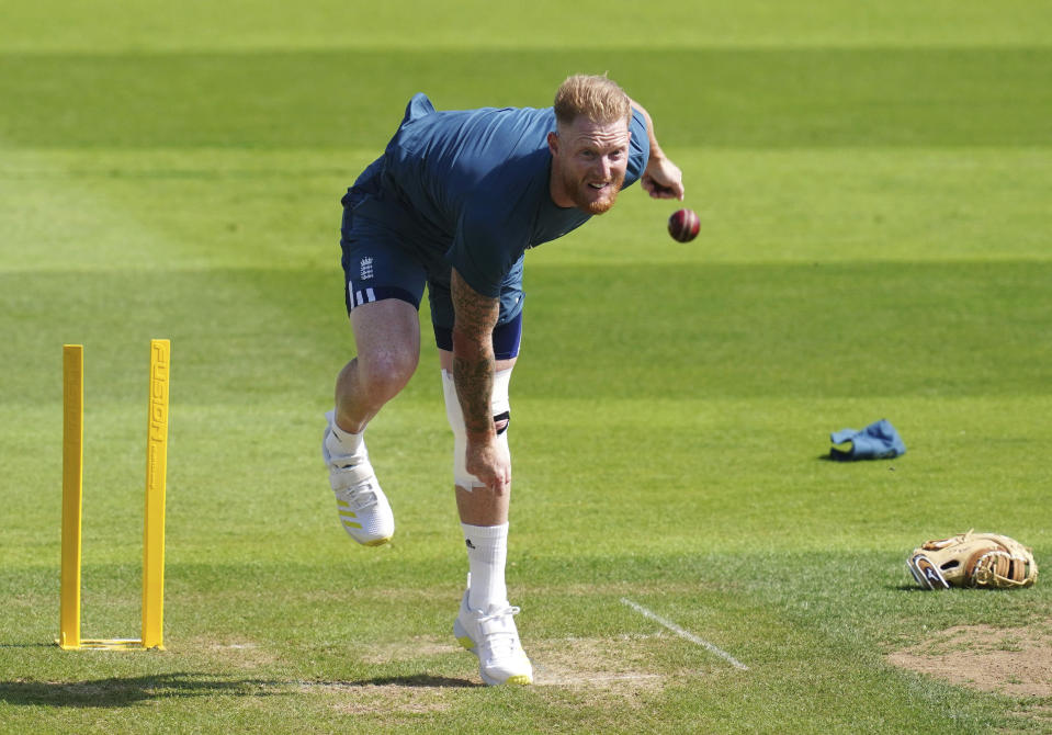 England's Ben Stokes in action during a nets session at Edgbaston, in Birmingham, England, Thursday, June 15, 2023. The men's Ashes series between England and Australia starts on Friday at Edgbaston. (David Davies/PA via AP)
