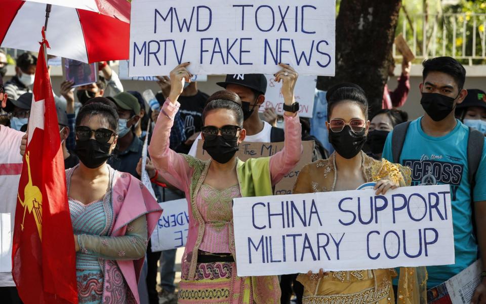 Suspicions are rife among the public that China supports the military coup - Nyein Chan Naing/EPA-EFE/Shutterstock