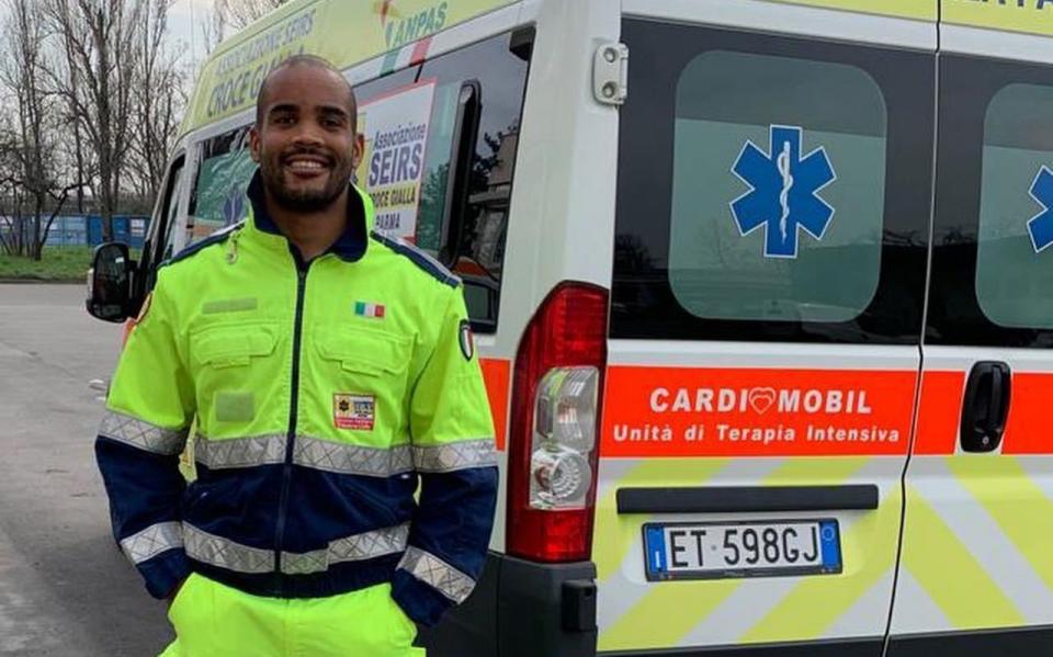 Rugby player Maxime Mbanda volunteered to drive ambulances during the health emergency in Italy - PA