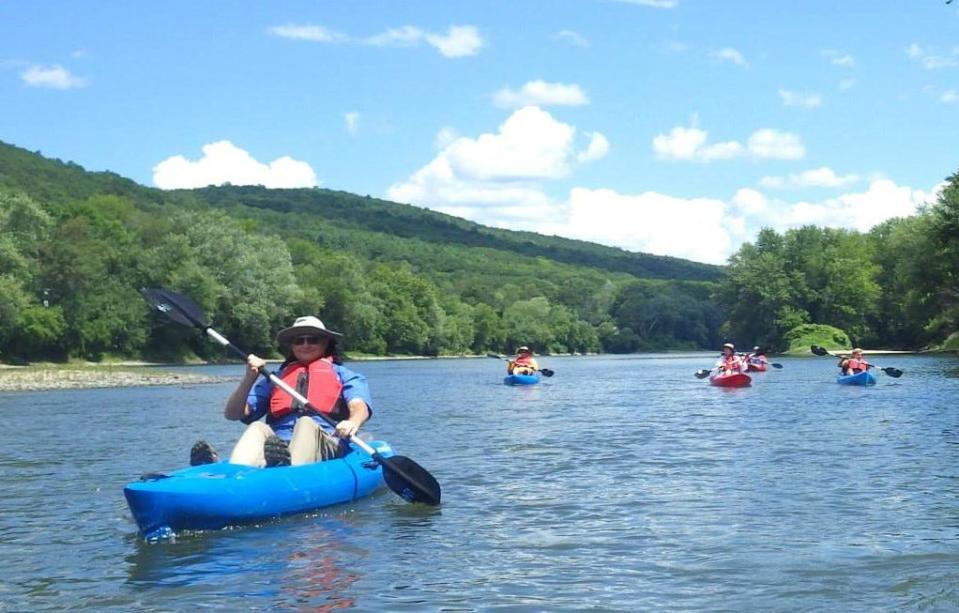 Kayakers paddle down the Susquehanna River during a summertime trip. Chemung River Friends remind residents winter is not a safe time for paddlers to be on the water.