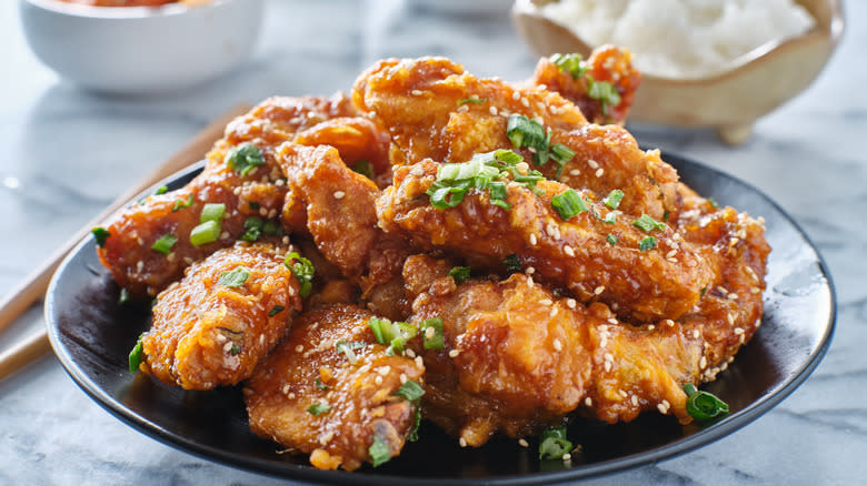 fried chicken with sesame seeds