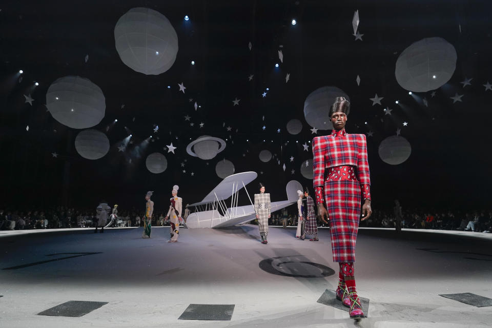 The Thom Browne collection is modeled during Fashion Week, Tuesday, Feb. 14, 2023, in New York. (AP Photo/Mary Altaffer)