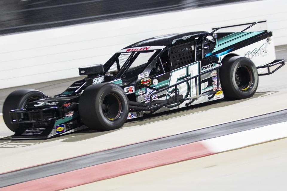 Justin Bonsignore, driver of the #51 Coastal Fiber LLC Chevrolet, during the Virginia Is For Racing Lovers 200 for the Whelen Modified Tour at Martinsville Raceway in Martinsville, Virginia on April 8, 2021. (Adam Glanzman/NASCAR)