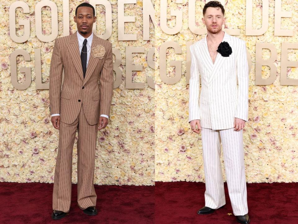 A side-by-side of Tyler James Williams and Chris Perfetti at the 2024 Golden Globes.