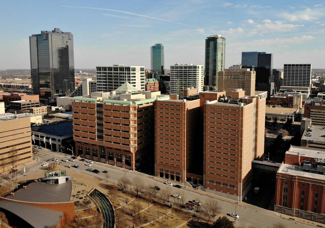 The Tarrant County Corrections Center, right, and Tim Curry Criminal Justice Center in downtown Fort Worth in a March 2 archive photo.