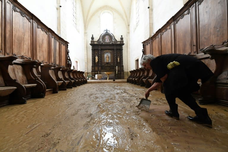 The 10th-century abbey at Chancelade in the southern Dordogne has been ravaged by flooding