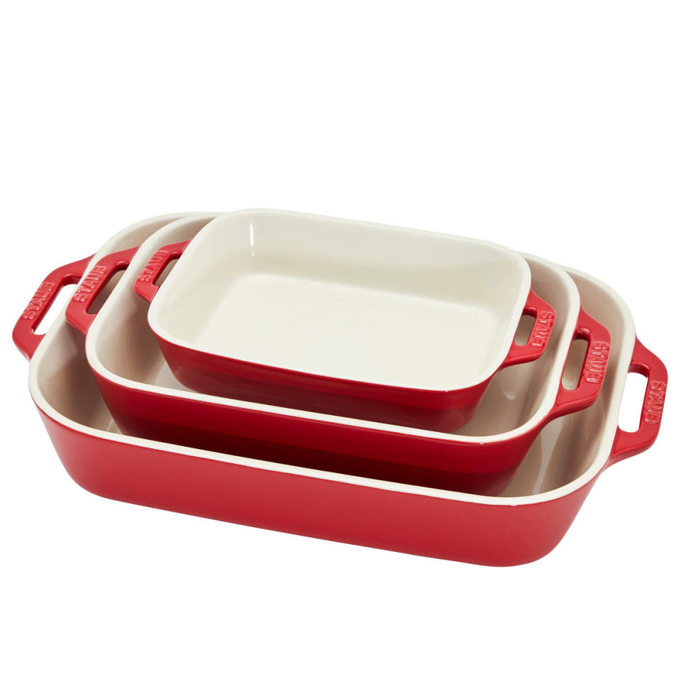 <p><a href="https://go.redirectingat.com?id=74968X1596630&url=https%3A%2F%2Fwww.sabavihome.com%2Fproducts%2Fstaub-3-piece-rectangular-baking-dish-set&sref=https%3A%2F%2Fwww.redbookmag.com%2Flove-sex%2Frelationships%2Fg46587476%2Ftc-valentine-gift-guide%2F" rel="nofollow noopener" target="_blank" data-ylk="slk:Shop Now;elm:context_link;itc:0;sec:content-canvas" class="link ">Shop Now</a></p><p>Staub 3-Piece Rectangular Baking Dish Set</p><p>sabavihome.com</p><p>$99.99</p>