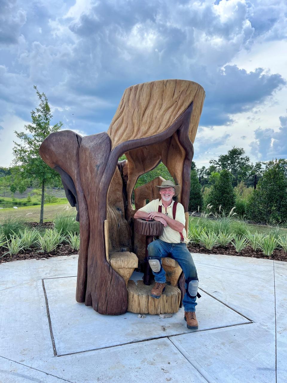 John Birch created three wood sculptures “Community,” “Your Move,” and “Metamorphosis” installed in October 2023 at the new community gathering space at 3DB Stormwater Facility as part of Blueprint's History and Culture Trail.