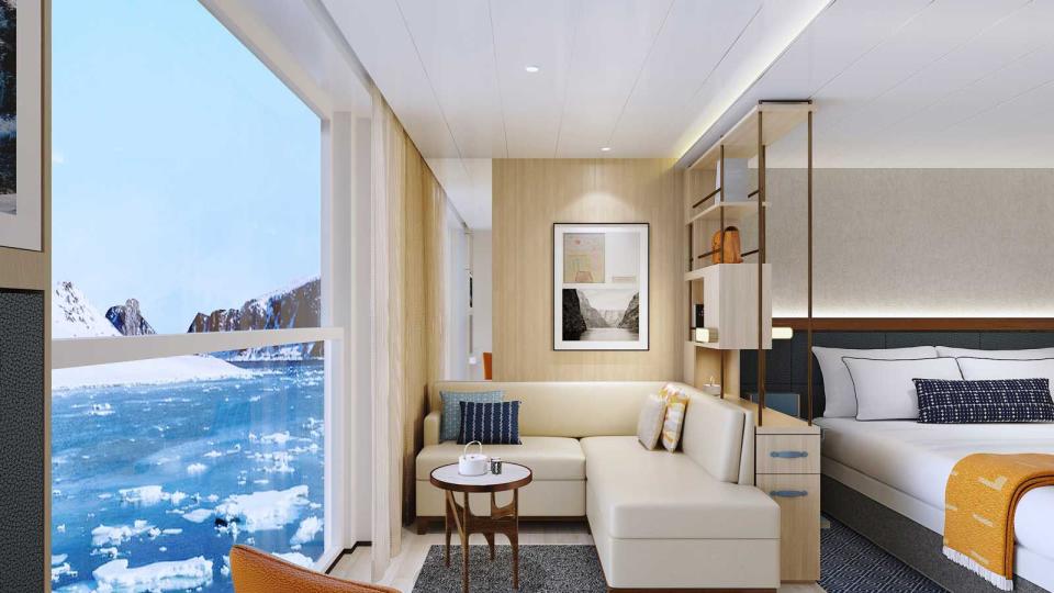 Viking Cruises Expedition Ship Junior Suite with views of glaciers