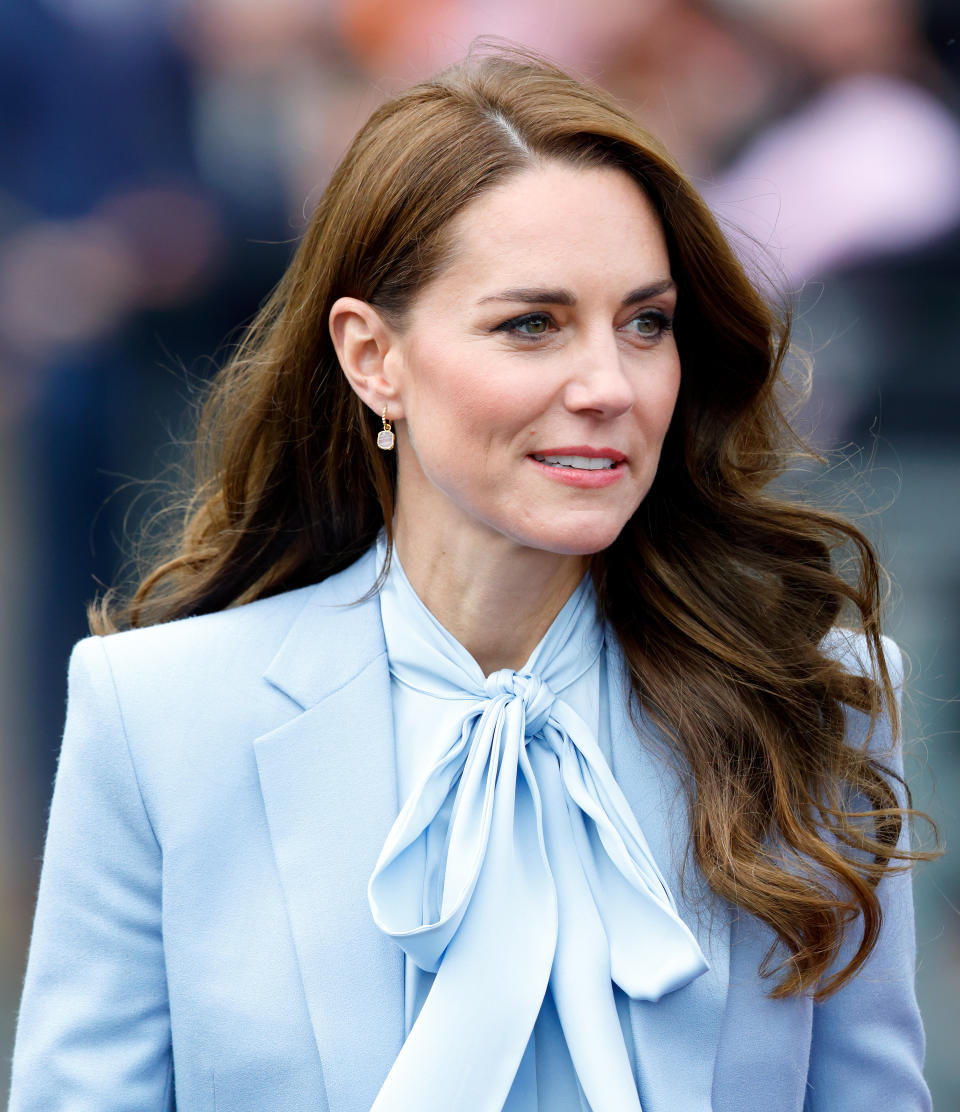 Earlier this week she impressed in a blue pussybow blouse. (Getty Imahes)