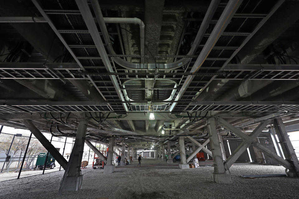 ImagE: A view underneath the Eversource substation on the Boston waterfront  on April 18, 2017. (David L. Ryan / Boston Globe via Getty Images file)