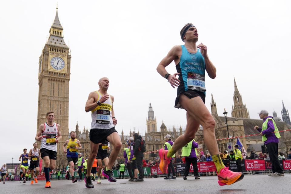 The London Marathon’s organisers want to move forward their net zero goal by 10 years (James Manning/PA) (PA Wire)