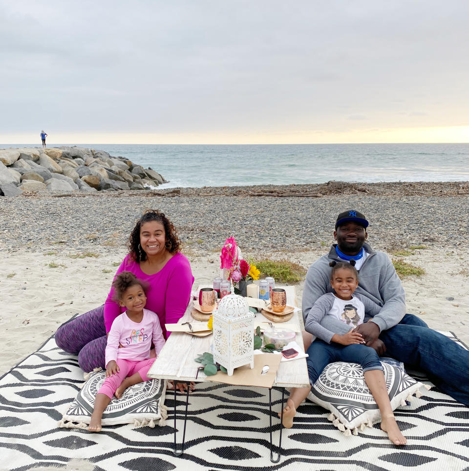 A family enjoys a curated picnic in San Diego (Courtesy of Pop Up Picnic Co)