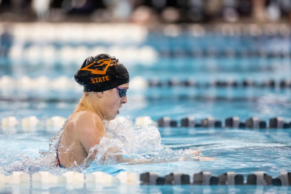 Anya Clark of Skyridge High School competes at the Utah 6A State Meet at the Stephen L. Richards Building in Provo on Saturday, Feb. 24, 2024. | Marielle Scott, Deseret News