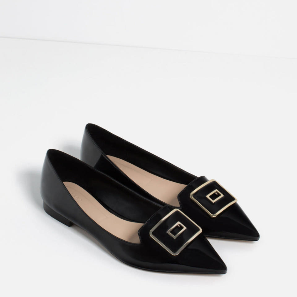 Pointed Ballet Flats With Buckle 