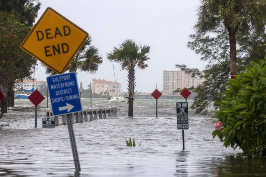 Floodwaters from Hurricane Idalia in Gulfport, Florida, US, on Wednesday, Aug. 30, 2023. Hurricane Idalia has knocked out power to hundreds of thousands of customers, grounded more than 800 flights and unleashed floods along Florida’s coast far from where it came ashore as a Category 3 storm earlier today. Photographer: Juan Manuel Barrero Bueno/Bloomberg via Getty Images