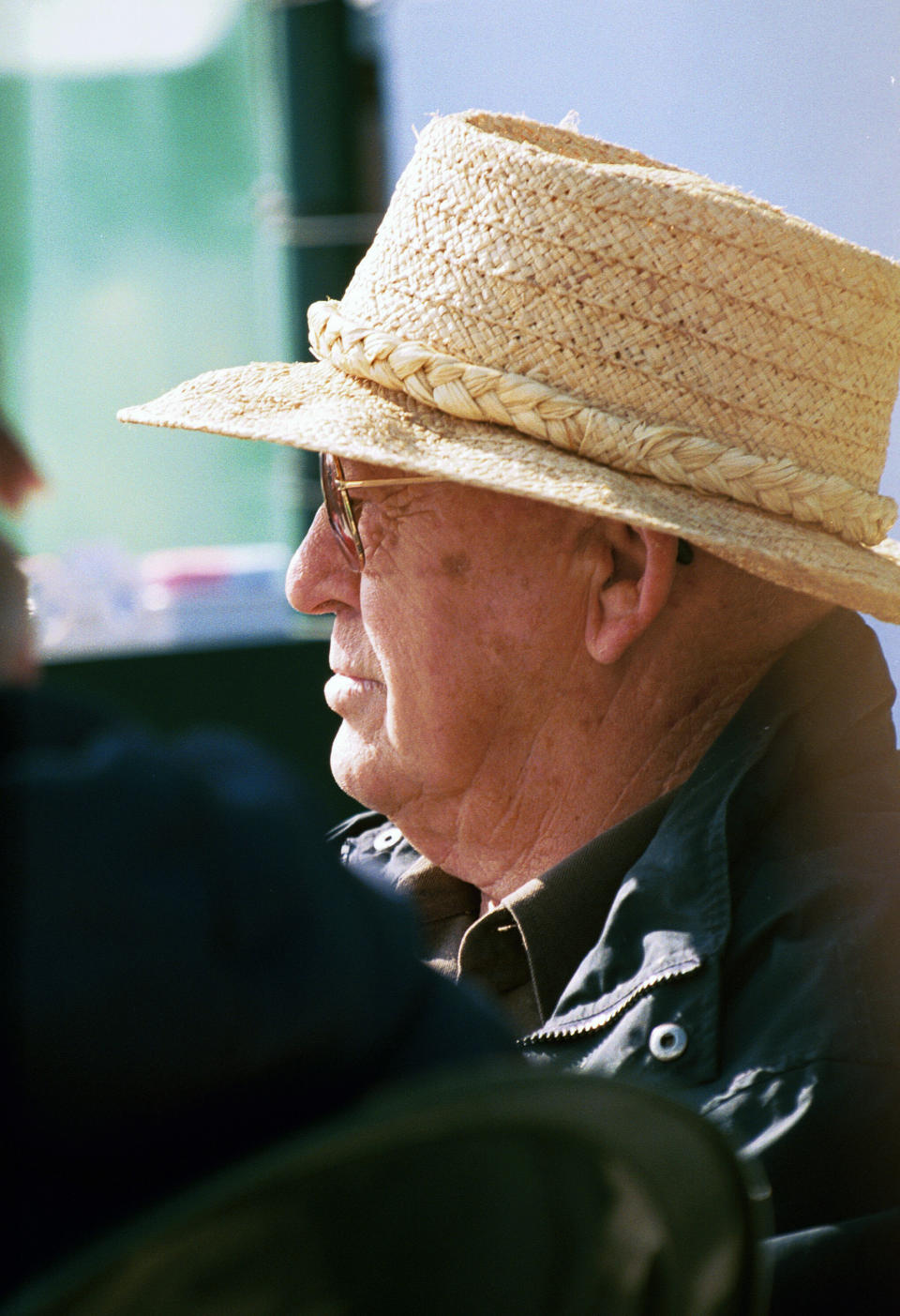 In an undated photo provided by Benoit Photo, Mel Stute is seen at Santa Anita Park in Arcadia, Calif. Mel Stute, trainer of 1986 Preakness winner and Eclipse Award champion 3-year-old male Snow Chief, died Wednesday, Aug. 12, 2020. He was 93.(Benoit Photo via AP)