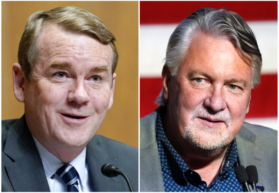 Sen. Michael Bennet, D-Colo., left, and Joe O’Dea, Republican candidate for U.S. Senate.(AP Photo)