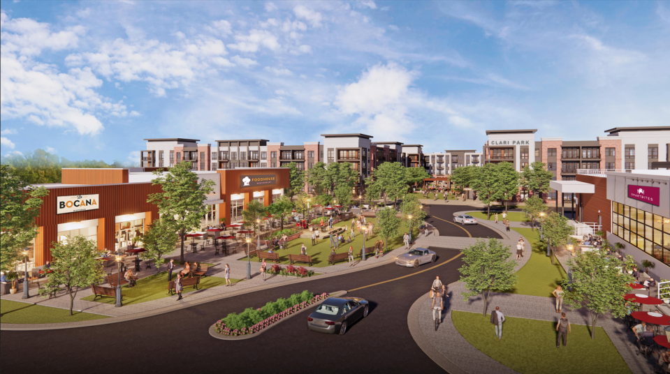 This rendering from Dynamik Design shows what the Clari Park mixed commercial and residential development by Hines will look like when completed off Medical Center Parkway in Murfreesboro.