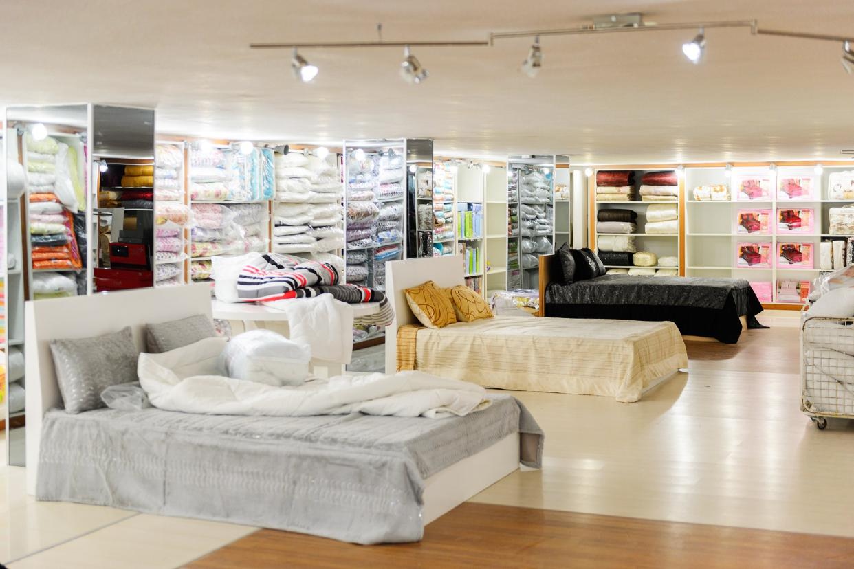 bedding in home store showroom