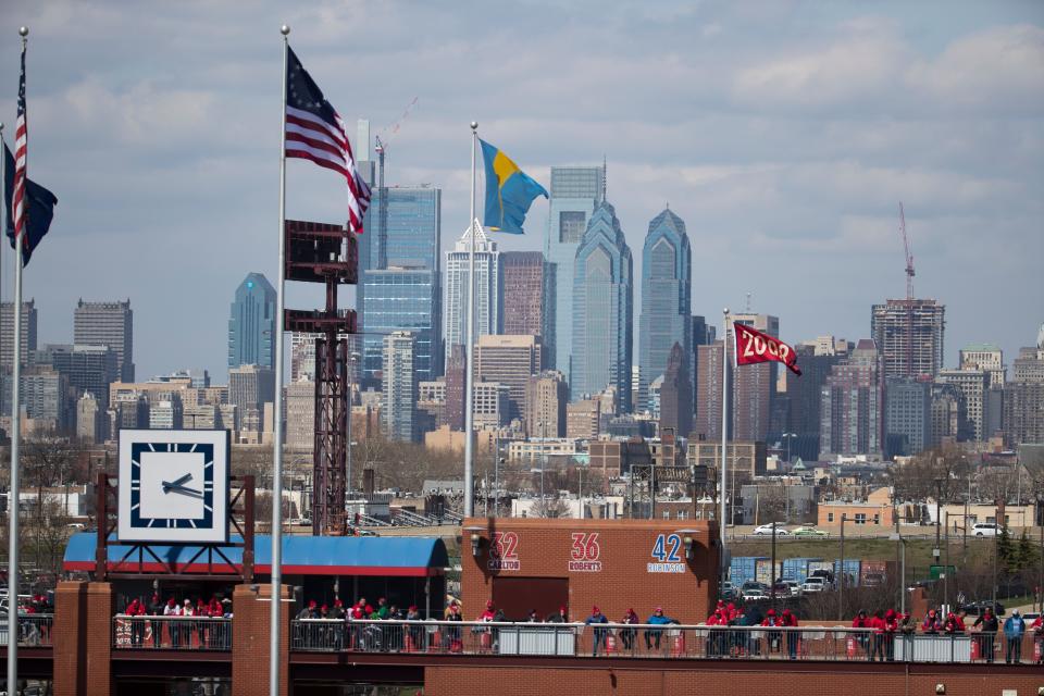 The Philadelphia skyline as seen from Citizens Bank Park Thursday. 