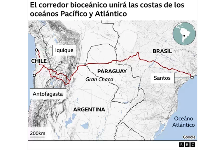 Mapa del corredor bioceánico