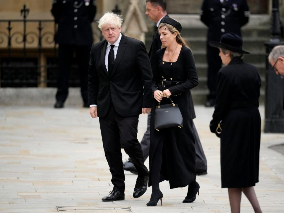 Carrie and Boris Johnson arrive at Westminster Abbey on 19 September 2022 (Getty Images)