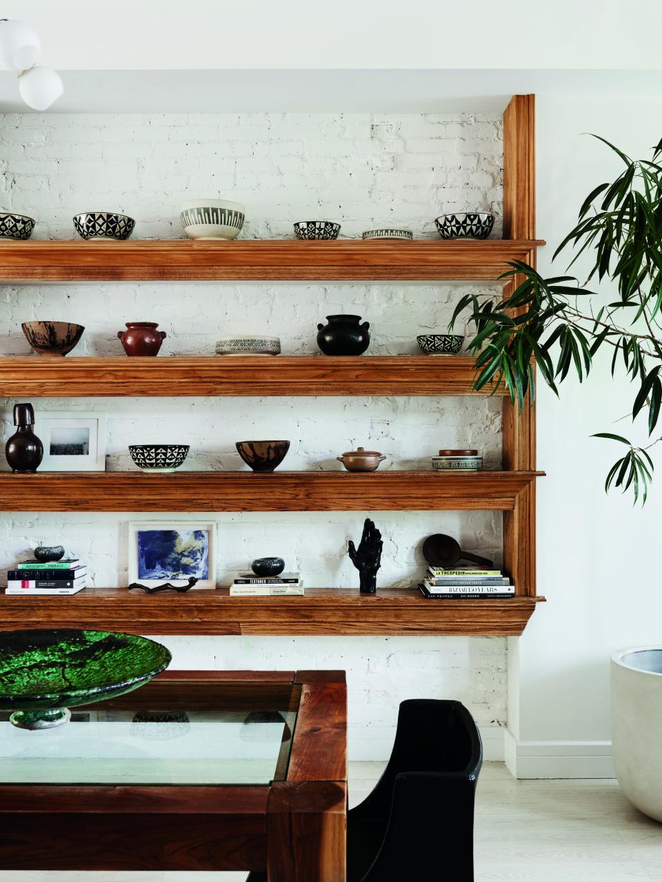 Designer Carly Cushnie’s expansive collection of ceramics and glassware, many picked up on her travels abroad.