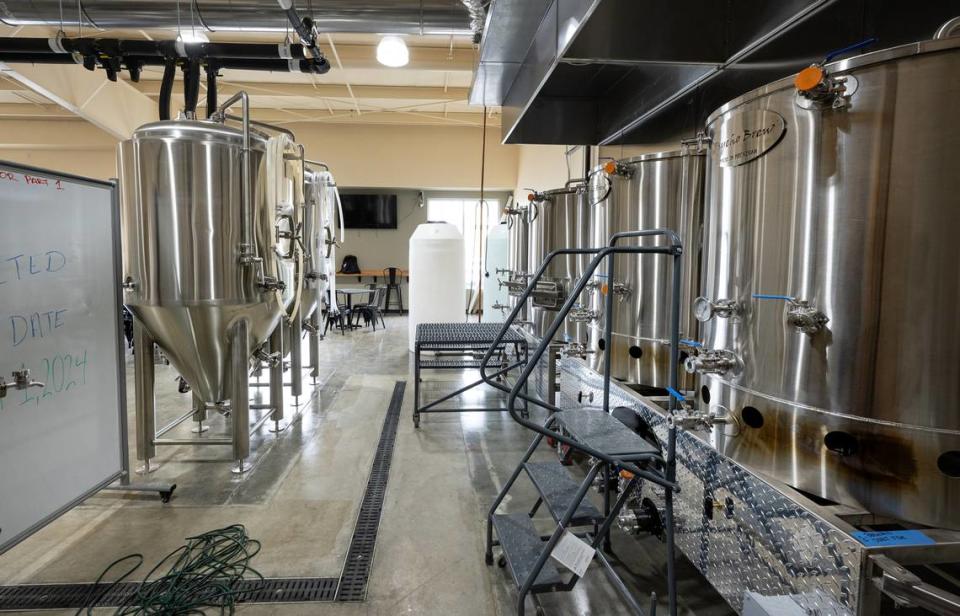 Black Orchid Brewing will have a 7-barrel system for brewing beer at its Sylvan Avenue site. Photographed in Modesto, Calif., Friday, Jan. 12, 2024.