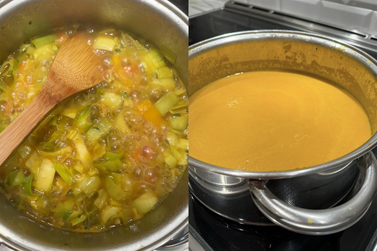 glow soup - yellow soup on a kitchen stove