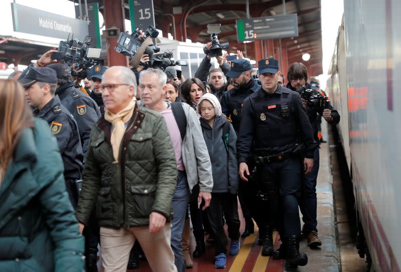 La activista del cambio climático Greta Thunberg llega a Madrid, España, el 6 de diciembre de 2019