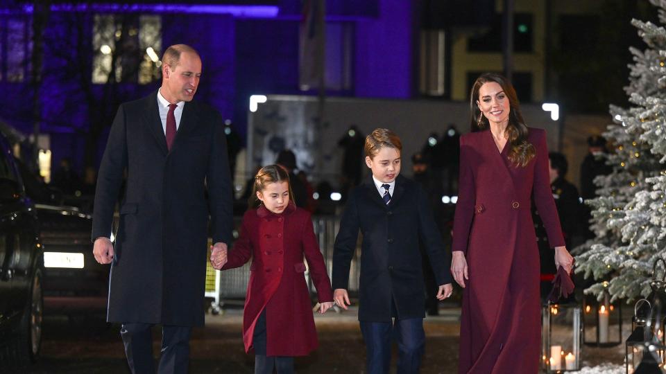 William and Kate with George and Charlotte at Christmas carol concert