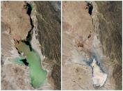 <p>El lago Poopó era el segundo más grande de Bolivia tras el Titicaca, pero ahora solo quedan unos charcos rodeados de un enorme desierto debido al cambio climático y al desarrollo cercano de la agricultura y la minería. Ya se secó en 1994, aunque volvió a aparecer gracias a las lluvias. Sin embargo, ahora los expertos creen que tardará muchos años en rellenarse. (Foto: <a rel="nofollow noopener" href="http://commons.wikimedia.org/wiki/File:Lakepoopo_oli_2013102_lrg.jpg" target="_blank" data-ylk="slk:Wikimedia Commons;elm:context_link;itc:0;sec:content-canvas" class="link ">Wikimedia Commons</a> / NASA / Dominio Público / <a rel="nofollow noopener" href="http://commons.wikimedia.org/wiki/File:Lakepoopo_oli_2016015_lrg.jpg" target="_blank" data-ylk="slk:Wikimedia Commons;elm:context_link;itc:0;sec:content-canvas" class="link ">Wikimedia Commons</a> / NASA / Dominio Público). </p>