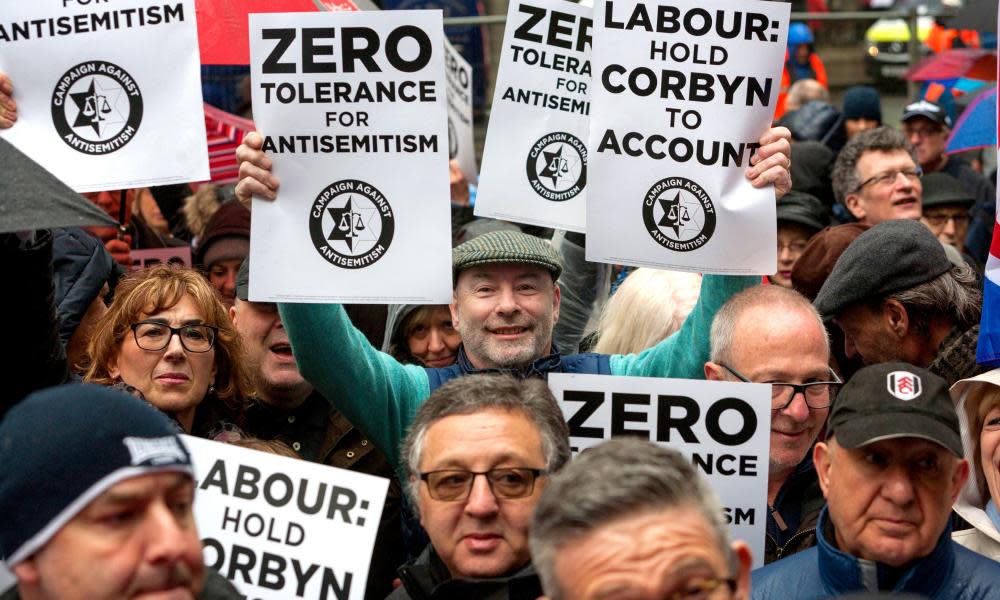 A protest at Labour Party headquarters in London in April demanding that Labour party take a zero-tolerance approach to antisemitism