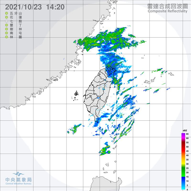 今日雷達回波圖。（圖／翻攝自中央氣象局）