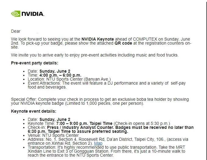 輝達（NVIDIA）執行長黃仁勳今天（2日）晚間將在台大體育館發表國際電腦展（Computex）主題演講，分享AI人工智慧如何帶動全球新產業革命的發展。(圖/李俊毅翻攝)