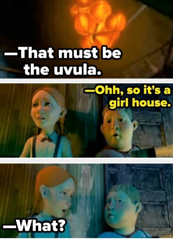 A character mistakes the word uvula for vulva in Monster House