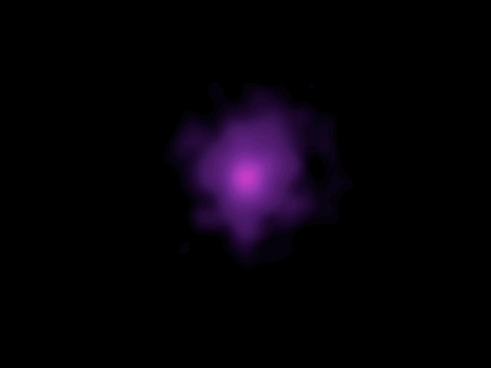 an animation shows X-ray radiating from M82 X-2. It shows that the neutron star is pulsating energy outwards.