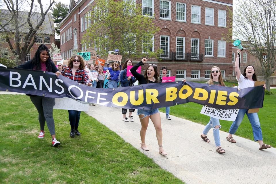 The UNH Planned Parenthood Generation Action and the school's Sexual Violence Action Committee organize a rally at Thompson Hall on Friday, May 6, 2022, to rally support for reproductive rights.