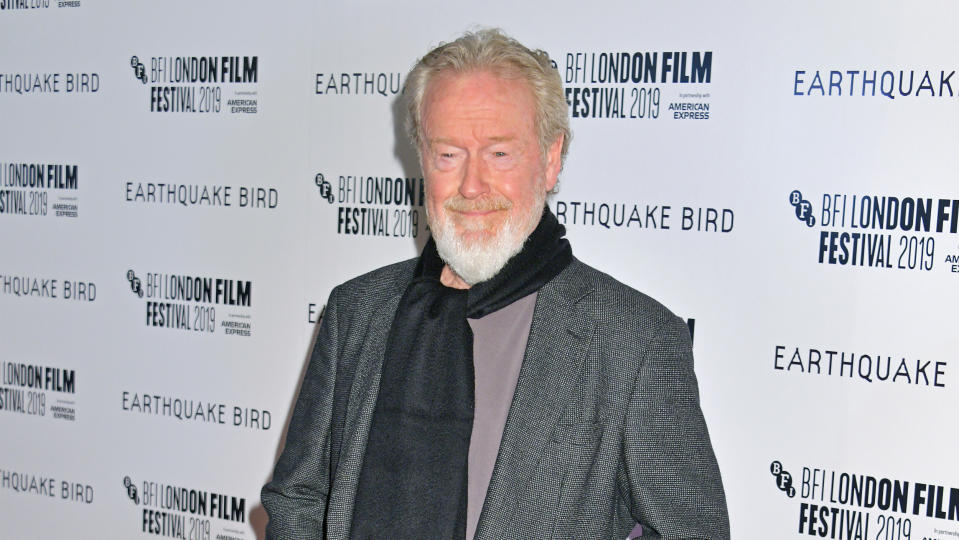 Ridley Scott attends the world premiere of "Earthquake Bird" during the 63rd BFI London Film Festival on October 10, 2019. (Photo by David M. Benett/Dave Benett/WireImage) 