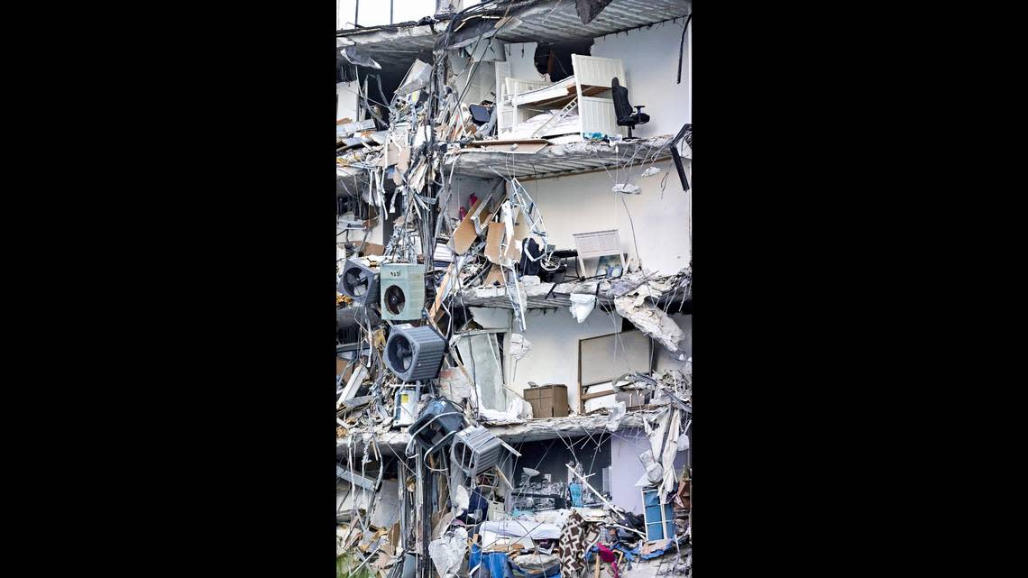 The collapsed section of the Champlain Towers South condo in Surfside before it was razed weeks after a disaster that killed 98 people two years ago.. David Santiago/dsantiago@MiamiHerald.com